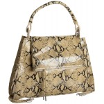 6126 by Lindsay Lohan Tempest Handbag Python Printed Leather Beige Pink 