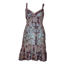 Free People Marakesh Silk Cotton Paisley Dress Brown Size 2